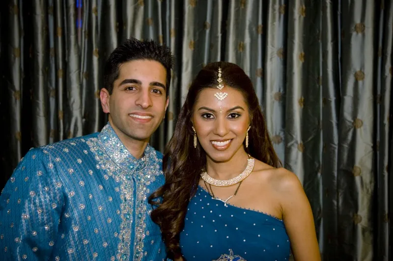 Couple portrait showcasing destination wedding makeup and attire